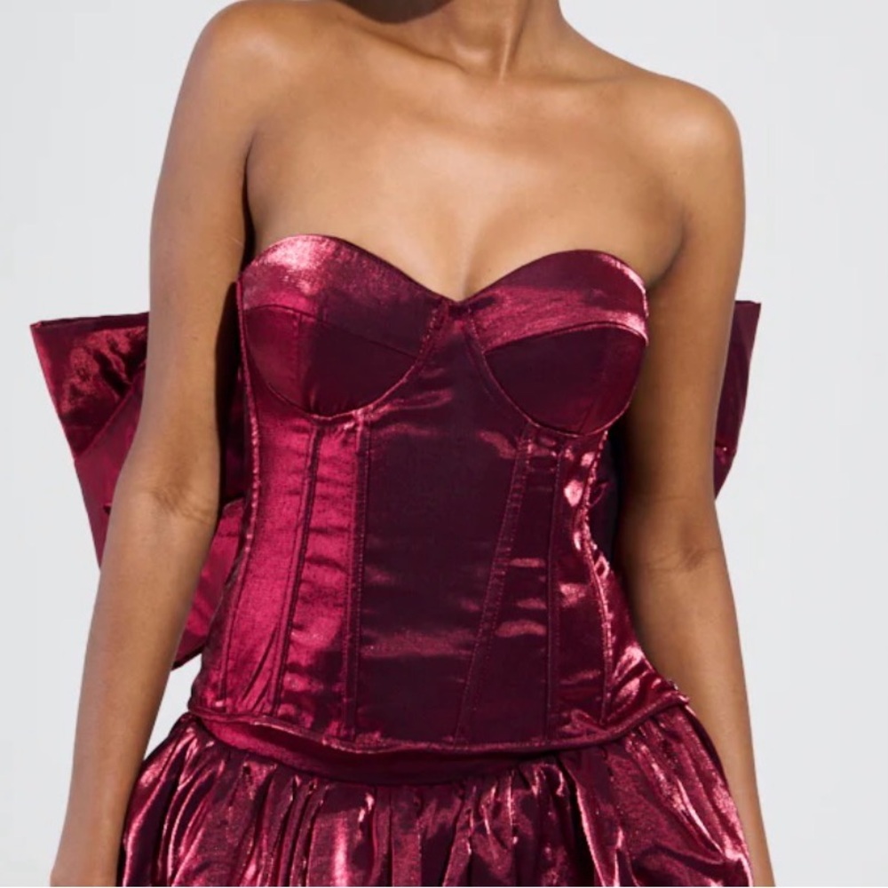 Ruby Red Corset with Bow Detail